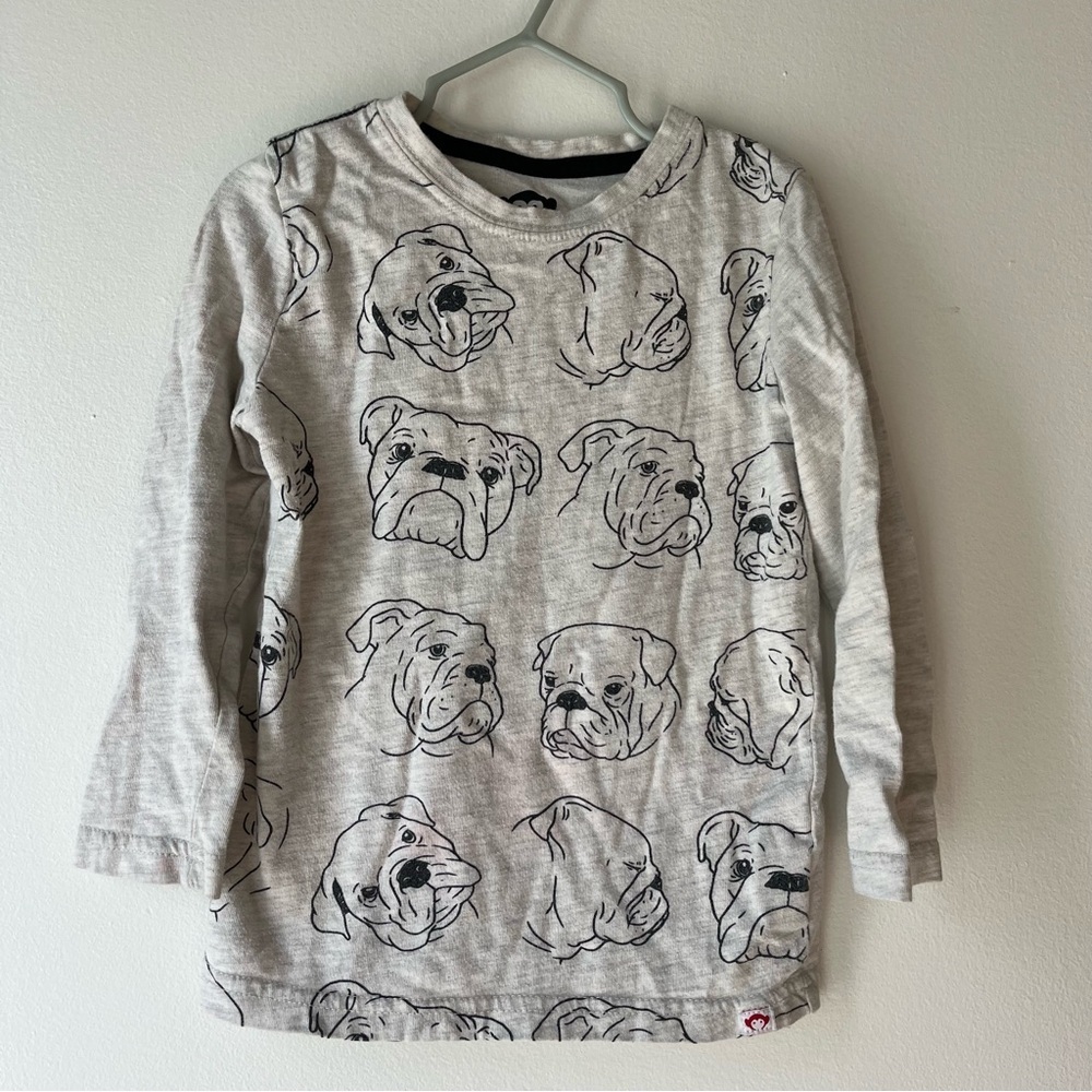 🌼 5/$20 Appaman Kids Bulldog Print Long Sleeve Tee | Size 4T | Gray Cotton Shirt